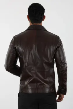 Balos Erkek Kahverengi Kısa Hakiki Deri Ceket - Görsel 6