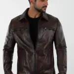 Balos Erkek Kahverengi Kısa Hakiki Deri Ceket