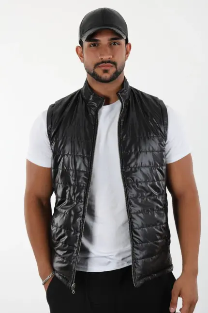 3506 Erkek Siyah Hakiki Deri Yelek