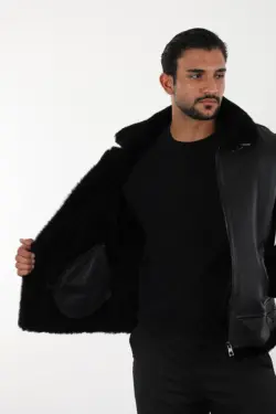 Alaska Erkek Siyah Kısa Hakiki Deri Ceket