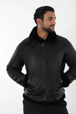 Alaska Erkek Siyah Kısa Hakiki Deri Ceket
