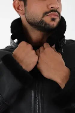 Alaska Erkek Siyah Kısa Hakiki Deri Ceket