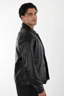 Atlanta Erkek Siyah Kısa Hakiki Deri Ceket