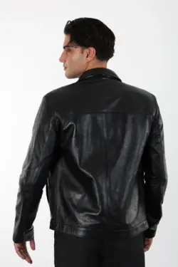 Atlanta Erkek Siyah Kısa Hakiki Deri Ceket