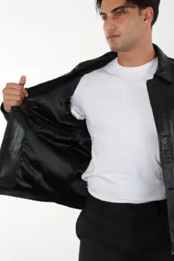 Atlanta Erkek Siyah Kısa Hakiki Deri Ceket