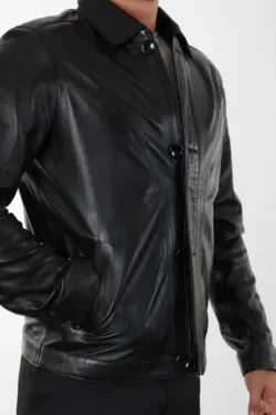 Atlanta Erkek Siyah Kısa Hakiki Deri Ceket