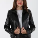 Boleyn Kadın Kısa Siyah Hakiki Deri Ceket