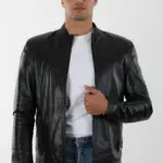 Carolina Erkek Siyah Kısa Hakiki Deri Ceket