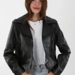 Cınar Kısa Siyah Kadın Hakiki Deri Ceket