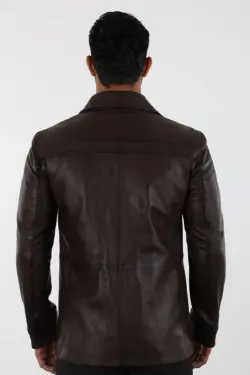 Danny Erkek Kahverengi Kısa Hakiki Deri Ceket