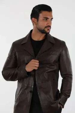 Danny Erkek Kahverengi Kısa Hakiki Deri Ceket - Görsel 2