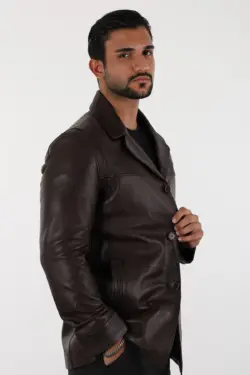 Danny Erkek Kahverengi Kısa Hakiki Deri Ceket - Görsel 3