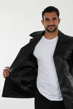 Danny Erkek Siyah Kısa Hakiki Deri Ceket