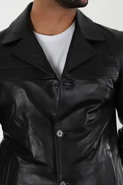 Danny Erkek Siyah Kısa Hakiki Deri Ceket