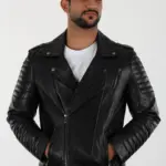 Davidson Erkek Siyah Kısa Hakiki Deri Ceket