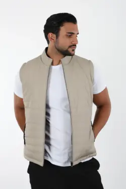 DERİHOUSE Bej Erkek Hakiki Deri Yelek 3506