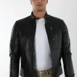 Diego Erkek Siyah Kısa Hakiki Deri Ceket