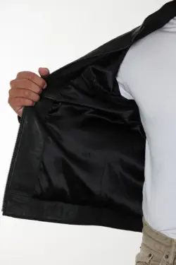 Diego Erkek Siyah Kısa Hakiki Deri Ceket