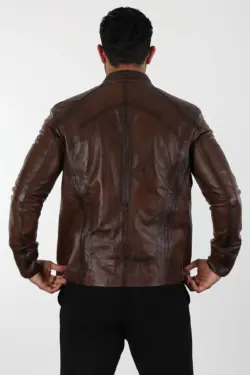 Küba Erkek Kahverengi Kısa Hakiki Deri Ceket