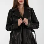 Lambert Siyah Uzun Kadın Hakiki Deri Ceket