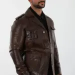 Lucca Erkek Kahverengi Kısa Hakiki Deri Ceket