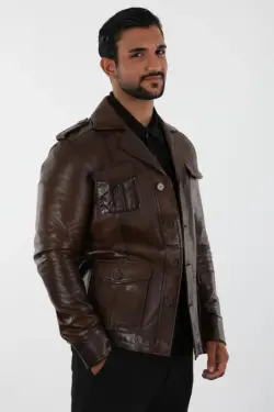 Lucca Erkek Kahverengi Kısa Hakiki Deri Ceket