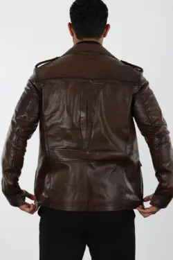 Lucca Erkek Kahverengi Kısa Hakiki Deri Ceket