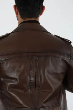 Lucca Erkek Kahverengi Kısa Hakiki Deri Ceket