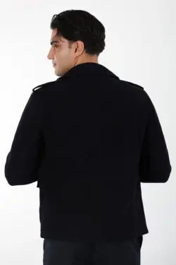 Petra Erkek Lacivert Kısa Hakiki Deri Ceket