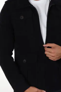 Petra Erkek Lacivert Kısa Hakiki Deri Ceket