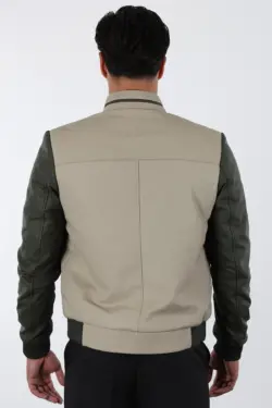 Tayga Erkek Bej Kısa Hakiki Deri Ceket