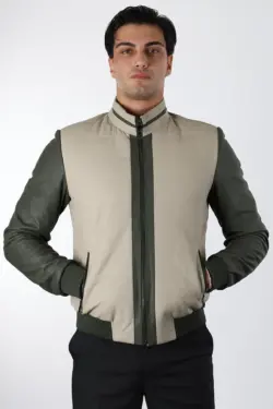 Tayga Erkek Bej Kısa Hakiki Deri Ceket