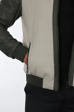 Tayga Erkek Bej Kısa Hakiki Deri Ceket