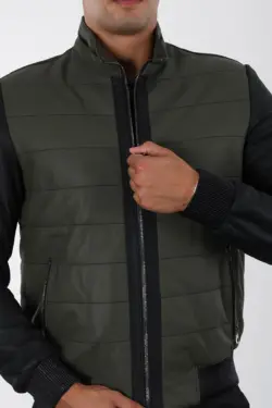 Tayga Erkek Yeşil Kısa Hakiki Deri Ceket