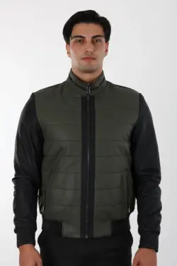 Tayga Erkek Yeşil Kısa Hakiki Deri Ceket