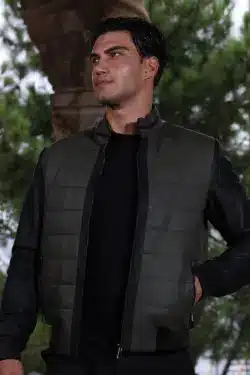 Tayga Erkek Yeşil Kısa Hakiki Deri Ceket