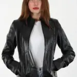 Turmalin Siyah Kadın Hakiki Deri Ceket