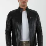 Küba Erkek Siyah Kısa Hakiki Deri Ceket