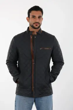 Denha Hakiki Deri Lacivert Erkek Kısa Ceket