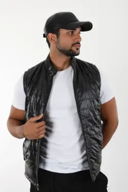 3506 Erkek Siyah Hakiki Deri Yelek