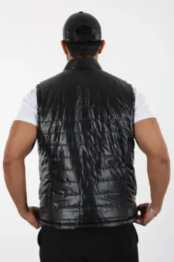 3506 Erkek Siyah Hakiki Deri Yelek