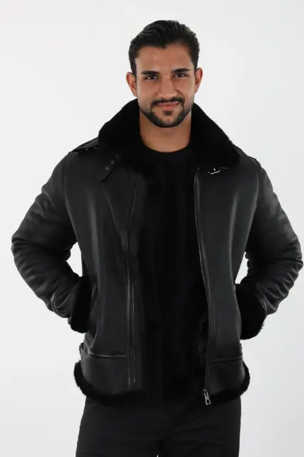 Alaska Erkek Siyah Kısa Hakiki Deri Ceket