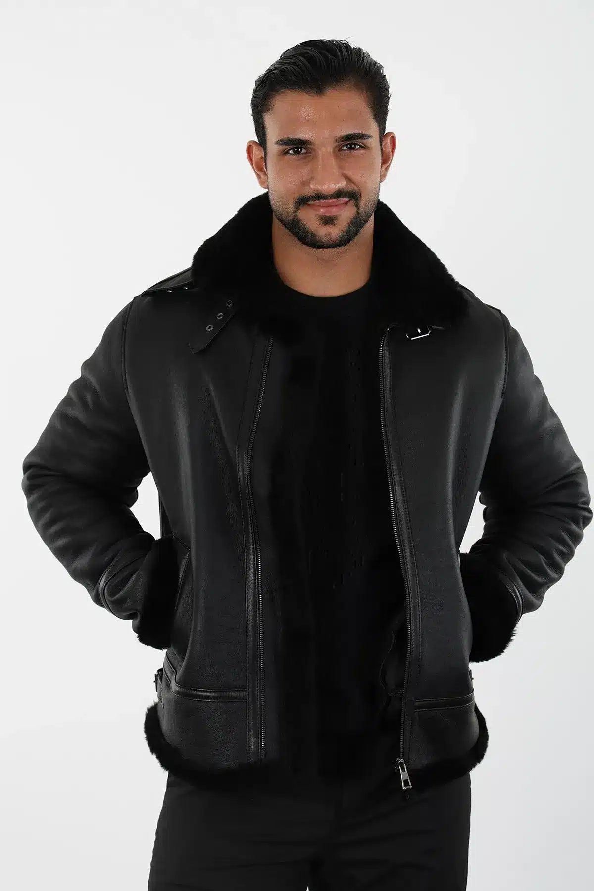 Alaska Erkek Siyah Kısa Hakiki Deri Ceket