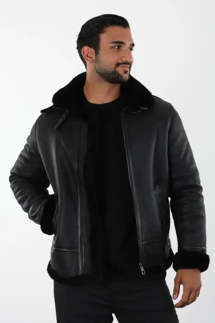 Alaska Erkek Siyah Kısa Hakiki Deri Ceket