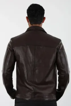 Atlanta Erkek Kahverengi Kısa Hakiki Deri Ceket