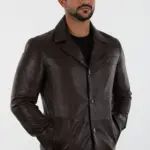 Danny Erkek Kahverengi Kısa Hakiki Deri Ceket