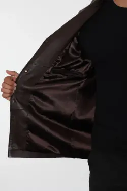 Danny Erkek Kahverengi Kısa Hakiki Deri Ceket