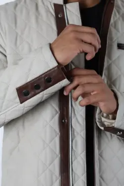 Denha Ekek Bej Kısa Hakiki Deri Ceket