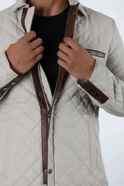 Denha Ekek Bej Kısa Hakiki Deri Ceket