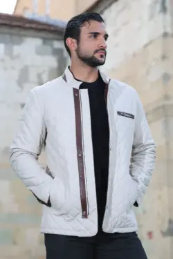 Denha Ekek Bej Kısa Hakiki Deri Ceket